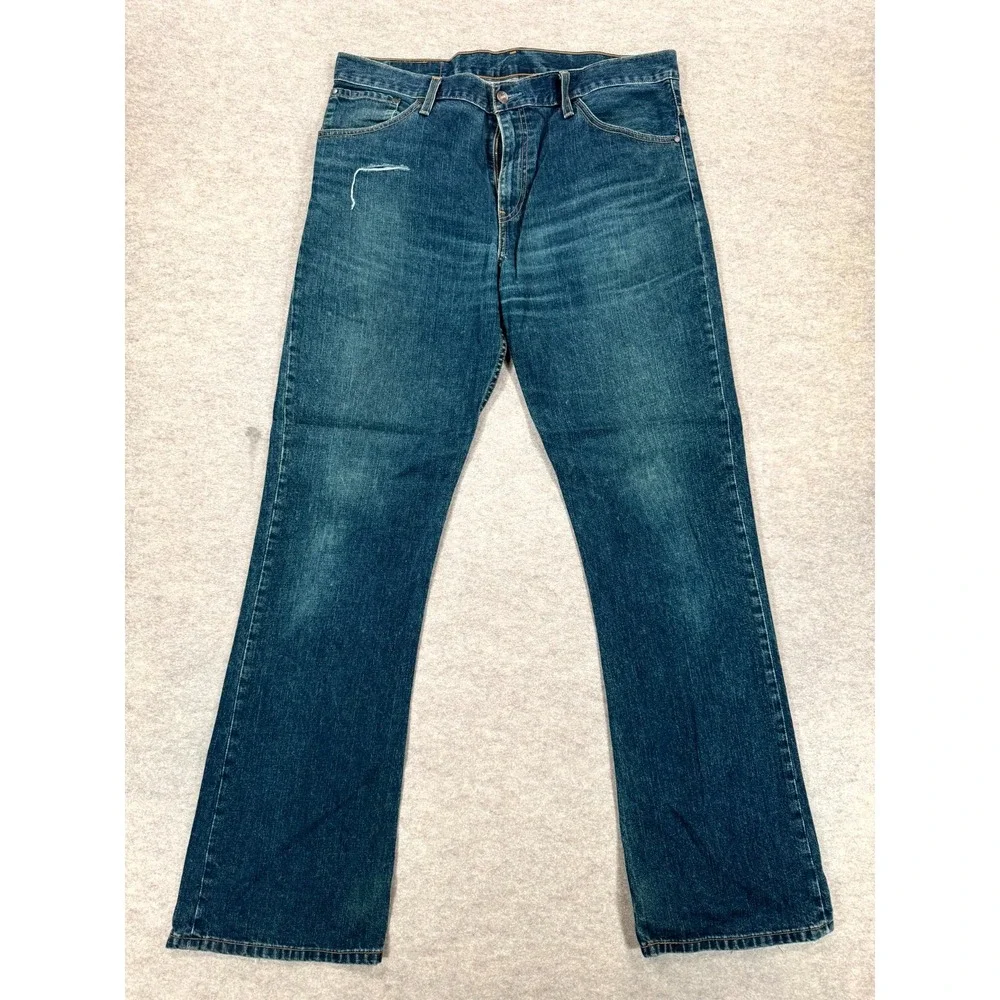 Levis 507 Western Slim Bootcut Jeans Mens 36x34 Blue Whiskering Denim Mid Rise